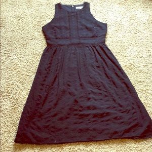 Navy embroidered sleeveless dress